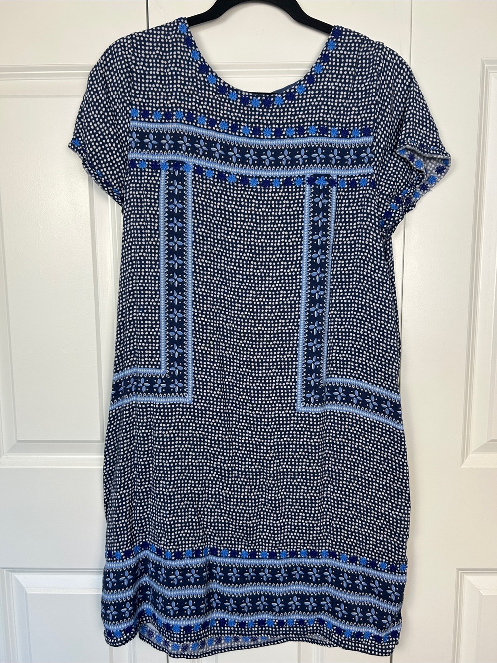 Vineyard Vines Navy and Royal Blue Printed Midi Dress